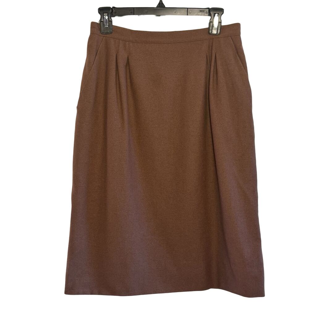 Per Spook Paris Made in France Brown Size 42 US 10 Wool Pleated Pencil Skirt